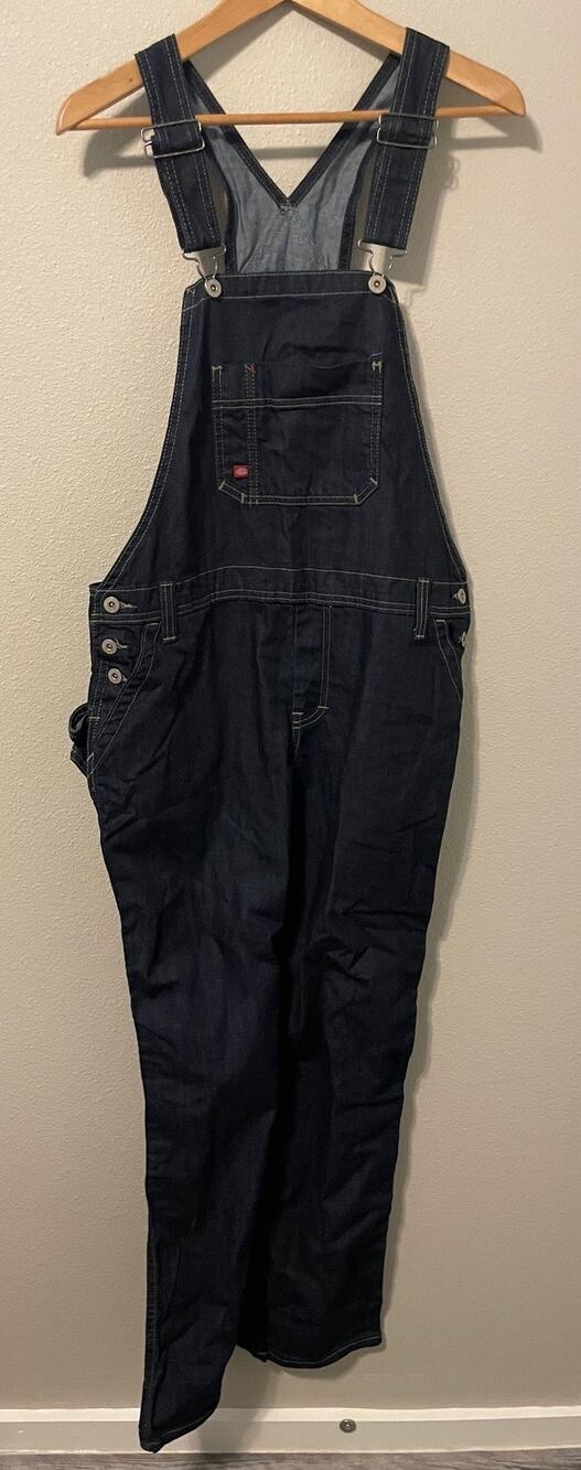 Dickies Overalls Womens Medium Blue Denim Bib Workwear Carpenter Utility